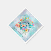 Waterverf Cute Dolphin en Florals Baby shower Servet (Hoek)