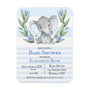Waterverf Cute Elephant Boy Baby shower nodigt Magneet