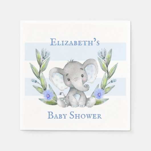 Waterverf Cute Elephant Boy Baby shower Servet (Voorkant)