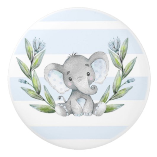 Waterverf Cute Elephant Boy Keramische Knop (Voorkant)