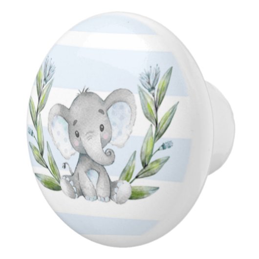 Waterverf Cute Elephant Boy Keramische Knop (Rechts)