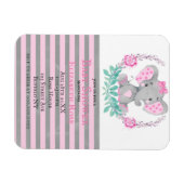 Waterverf Cute Elephant Girl Baby shower Invites Magneet (Horizontaal)