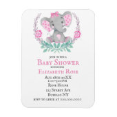 Waterverf Cute Elephant Girl Baby shower Invites Magneet (Verticaal)