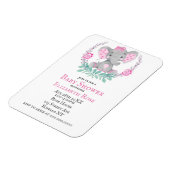 Waterverf Cute Elephant Girl Baby shower Invites Magneet (Linkerzijde)