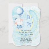 Waterverf Cute Elephant Nautical Boy Baby shower Kaart (Voorkant)