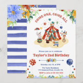 Waterverf Cute Floral Circus Carnival Birthday Kaart (Voorkant / Achterkant)
