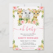 Waterverf Cute Floral Oerwoud Animals Baby shower Kaart (Voorkant)