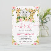Waterverf Cute Floral Oerwoud Animals Baby shower Kaart (Staand voorkant)