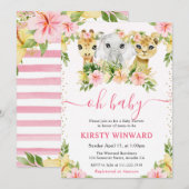 Waterverf Cute Floral Oerwoud Animals Baby shower Kaart (Voorkant / Achterkant)