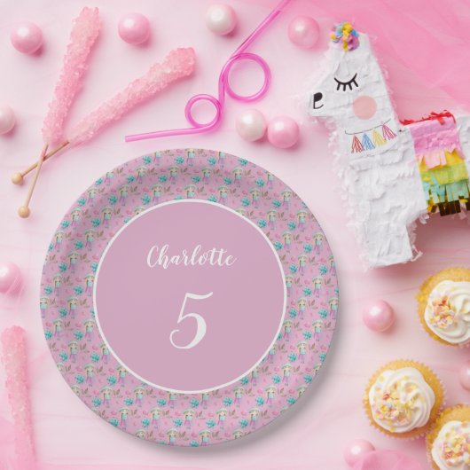 Waterverf Cute Flower Doll Papieren Bordje (Feest)