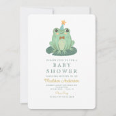 Waterverf Cute Frog Baby shower Invitation Kaart (Voorkant)