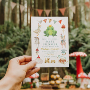 Waterverf Cute Frog Baby shower Invitation Kaart