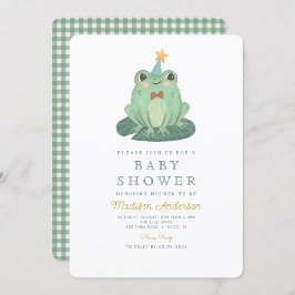 Waterverf Cute Frog Baby shower Invitation Kaart