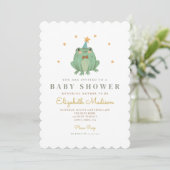 Waterverf Cute Frog Baby shower Invitation Kaart (Staand voorkant)