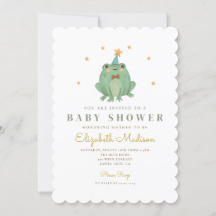 Waterverf Cute Frog Baby shower Invitation Kaart