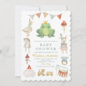 Waterverf Cute Frog Baby shower Invitation Kaart (Voorkant)