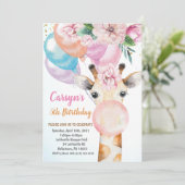 Waterverf Cute Giraffe Birthday Uitnodiging (Staand voorkant)