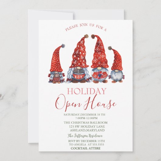 Waterverf Cute Gnomes Open House Kaart (Voorkant)