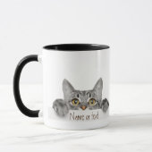 Waterverf Cute Gray Tabby Cat Pet Custom Mok (Links)