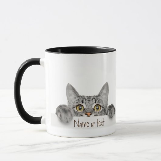 Waterverf Cute Gray Tabby Cat Pet Custom Mok (Links)