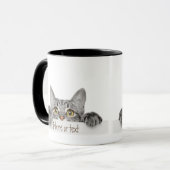 Waterverf Cute Gray Tabby Cat Pet Custom Mok (Voorkant links)