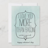 Waterverf Cute Heart Funny Bacon Valentijnsdag Feestdagenkaart (Voorkant)