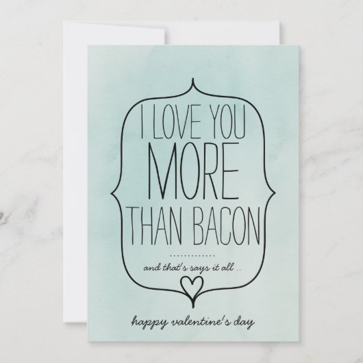 Waterverf Cute Heart Funny Bacon Valentijnsdag Feestdagenkaart (Voorkant)