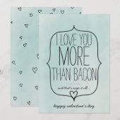 Waterverf Cute Heart Funny Bacon Valentijnsdag Feestdagenkaart (Voorkant / Achterkant)