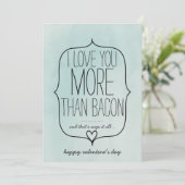 Waterverf Cute Heart Funny Bacon Valentijnsdag Feestdagenkaart (Staand voorkant)