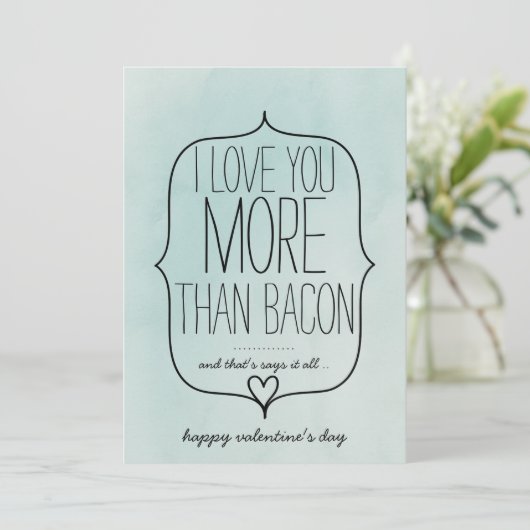 Waterverf Cute Heart Funny Bacon Valentijnsdag Feestdagenkaart (Staand voorkant)