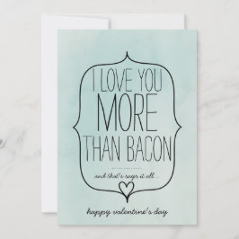Waterverf Cute Heart Funny Bacon Valentijnsdag Feestdagenkaart