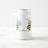 Waterverf Cute Honey Bee met Happy Smile Bierpul (Voorkant links)