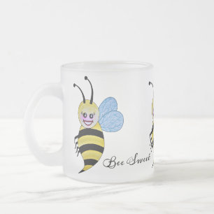 Waterverf Cute Honey Bee met Happy Smile Matglas Koffiemok