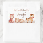 Waterverf Cute Horses Cartoon Art Rechthoekige Sticker (Tas)