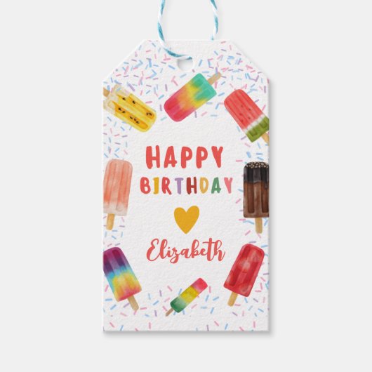 Waterverf Cute Ice pop Cadeaulabel (Voorkant)