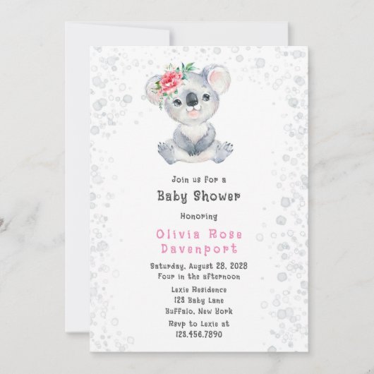 Waterverf Cute Koala Beer Alcohol Ink Baby shower Kaart (Voorkant)