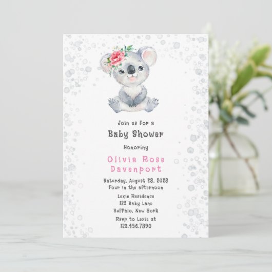 Waterverf Cute Koala Beer Alcohol Ink Baby shower Kaart (Staand voorkant)