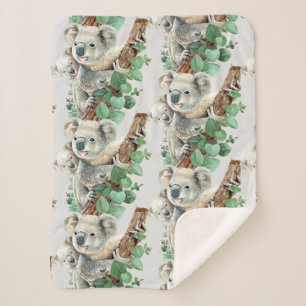 Waterverf Cute Koala Beer Wildlife Animal Art Sherpa Deken