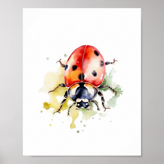 Waterverf Cute Ladybug Poster (Voorkant)