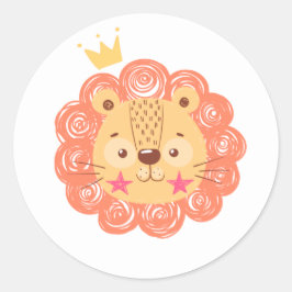 Waterverf Cute Lion Baby shower Ronde Sticker