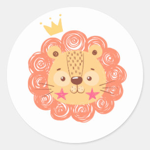 Waterverf Cute Lion Baby shower Ronde Sticker
