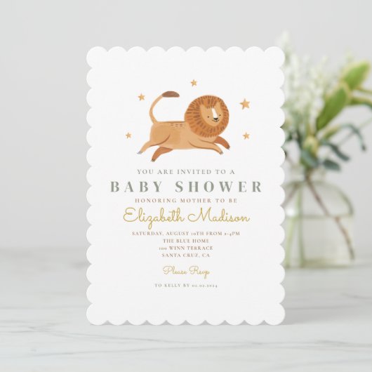 Waterverf Cute Lion King Baby shower Kaart (Staand voorkant)