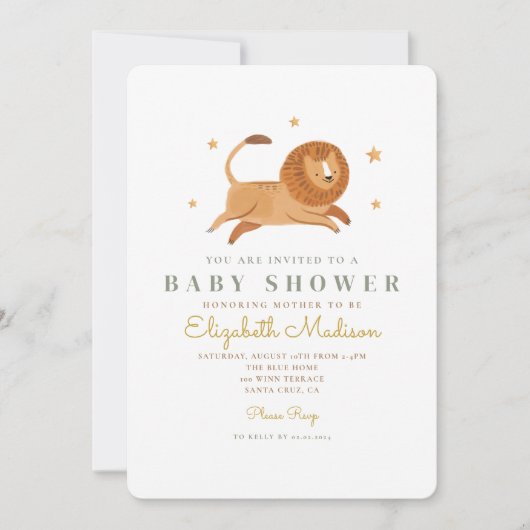 Waterverf Cute Lion King Baby shower Kaart (Voorkant)