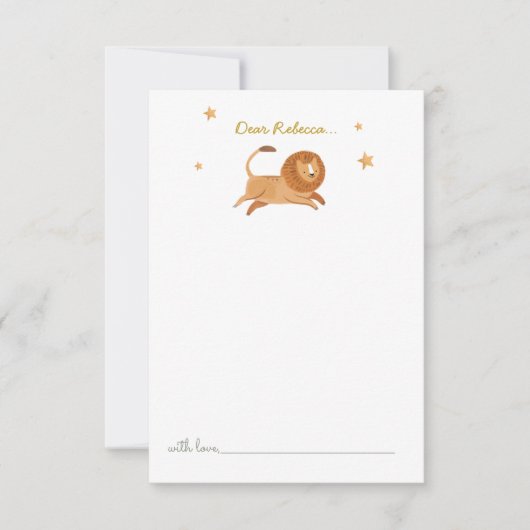 Waterverf Cute lion Time Capsule Hartelijk dank Bedankkaart (Voorkant)