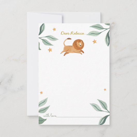 Waterverf Cute lion Time Capsule Hartelijk dank Bedankkaart (Voorkant)