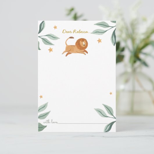 Waterverf Cute lion Time Capsule Hartelijk dank Bedankkaart (Staand voorkant)