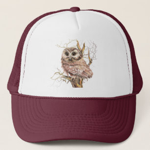 Waterverf Cute Little Baby Owl Bird Wildlife Art Trucker Pet