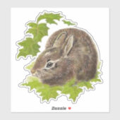 Waterverf Cute Little Bunny Rabbit Dier Sticker (Vel)