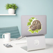 Waterverf Cute Little Bunny Rabbit Dier Sticker (Laptop op bureau)