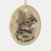 Waterverf Cute Little Chipmunk Animal Wildlife Keramisch Ornament (Rechts)